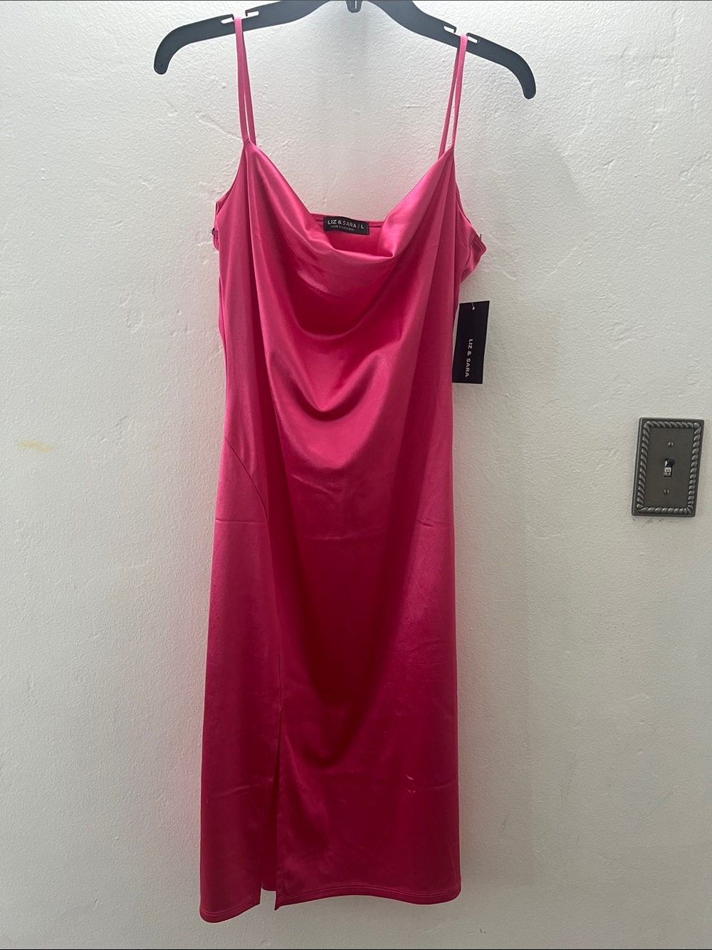 LAZANITA Hot Pink Cowl Neck Slip Dress